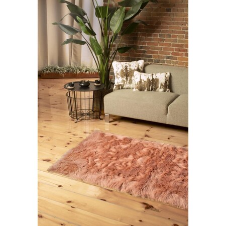 Palacedesigns 3 x 5 ft. Faux Fur Non Skid Rectangle Area Rug - Dusty Rose PA3108798